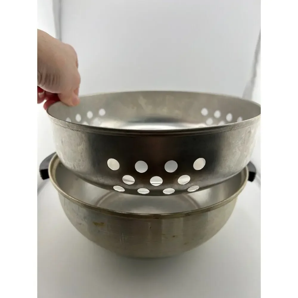 Vintage Silver Aluminum Bread or Bun Warmer 3-Piece‎ Serving Oven